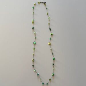 Signed Dabby Reid Green Glass Necklace — 44” Convertible Artisan Statement